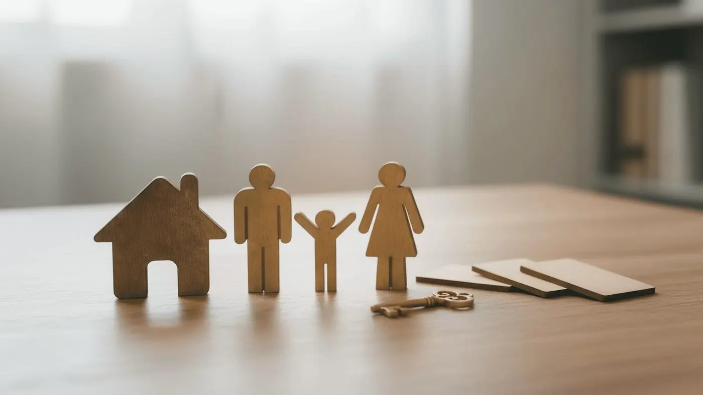 Família representada por figuras de madeira